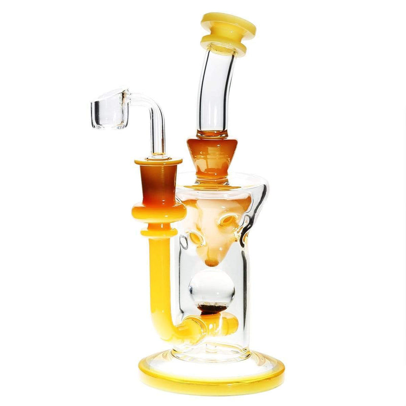 Biohazard Inc Glass Dab Rig Showerhead / Swiss Banger Hanger w/ Banger - Yellow/Jade