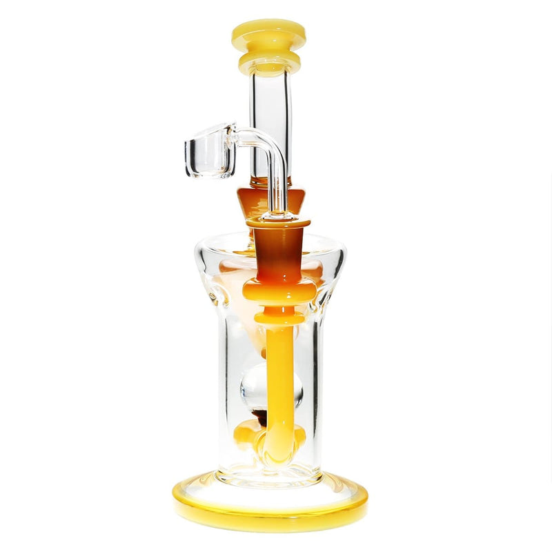 Biohazard Inc Glass Dab Rig Showerhead / Swiss Banger Hanger w/ Banger - Yellow/Jade