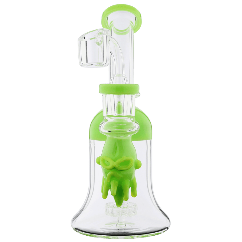 Biohazard Inc Glass Dab Rig Water Pipe 7.5" Rig Face Showerhead Green