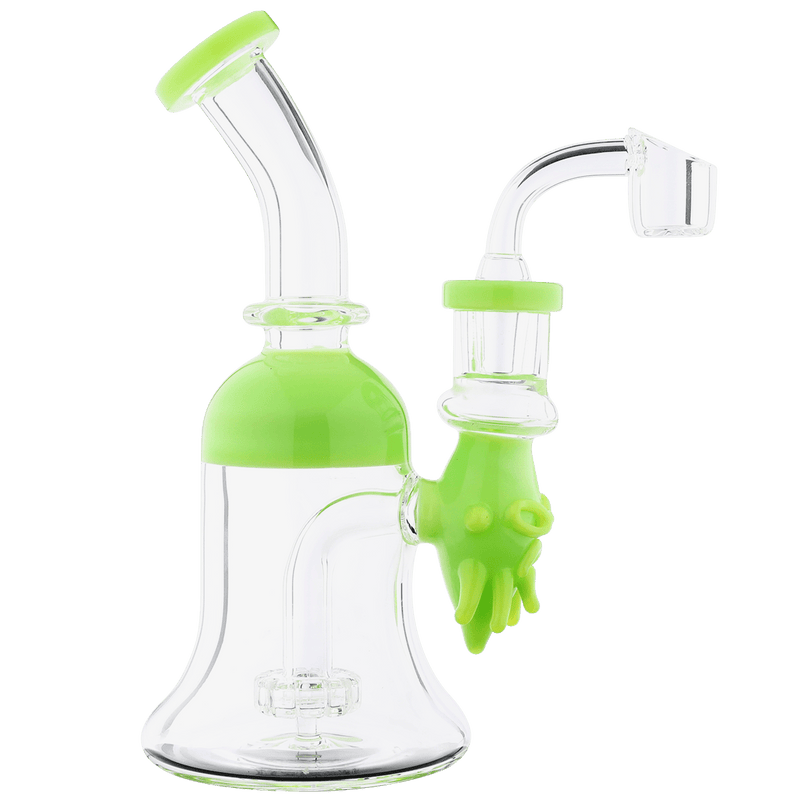 Biohazard Inc Glass Dab Rig Water Pipe 7.5" Rig Face Showerhead Green