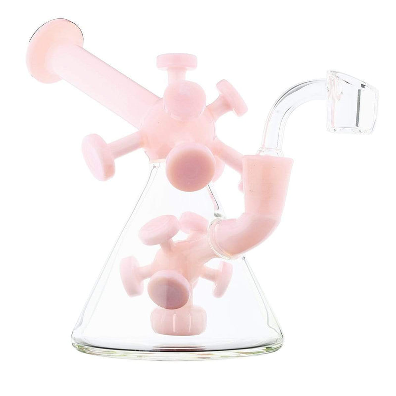 Biohazard Inc Glass Dab Rig Water Pipe 7" Atomic Rig Beaker Pink