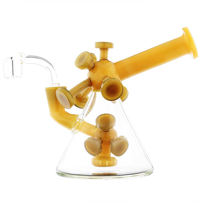 Biohazard Inc Glass Dab Rig Water Pipe 7" Atomic Rig Beaker Yellow Jade