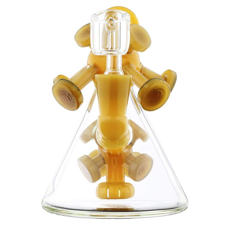 Biohazard Inc Glass Dab Rig Water Pipe 7" Atomic Rig Beaker Yellow Jade