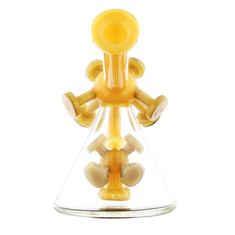 Biohazard Inc Glass Dab Rig Water Pipe 7" Atomic Rig Beaker Yellow Jade