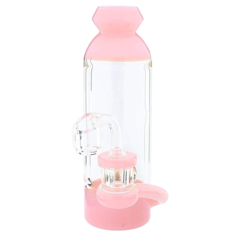 Biohazard Inc Glass Dab Rig Water Pipe 7" Bottle Rig Marble Showerhead Pink