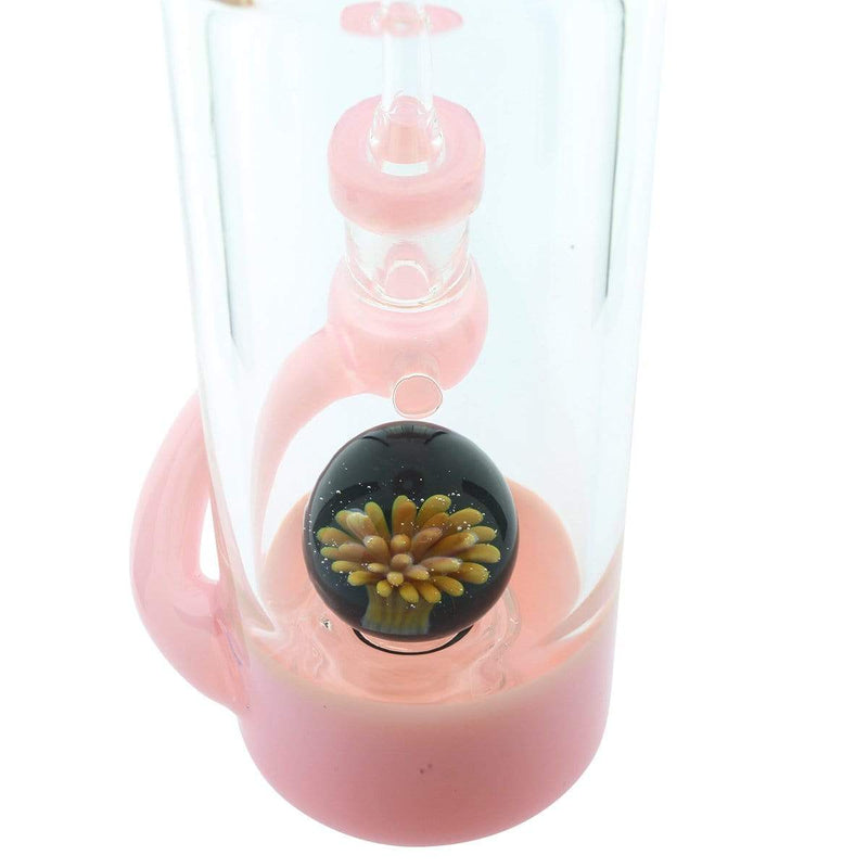 Biohazard Inc Glass Dab Rig Water Pipe 7" Bottle Rig Marble Showerhead Pink