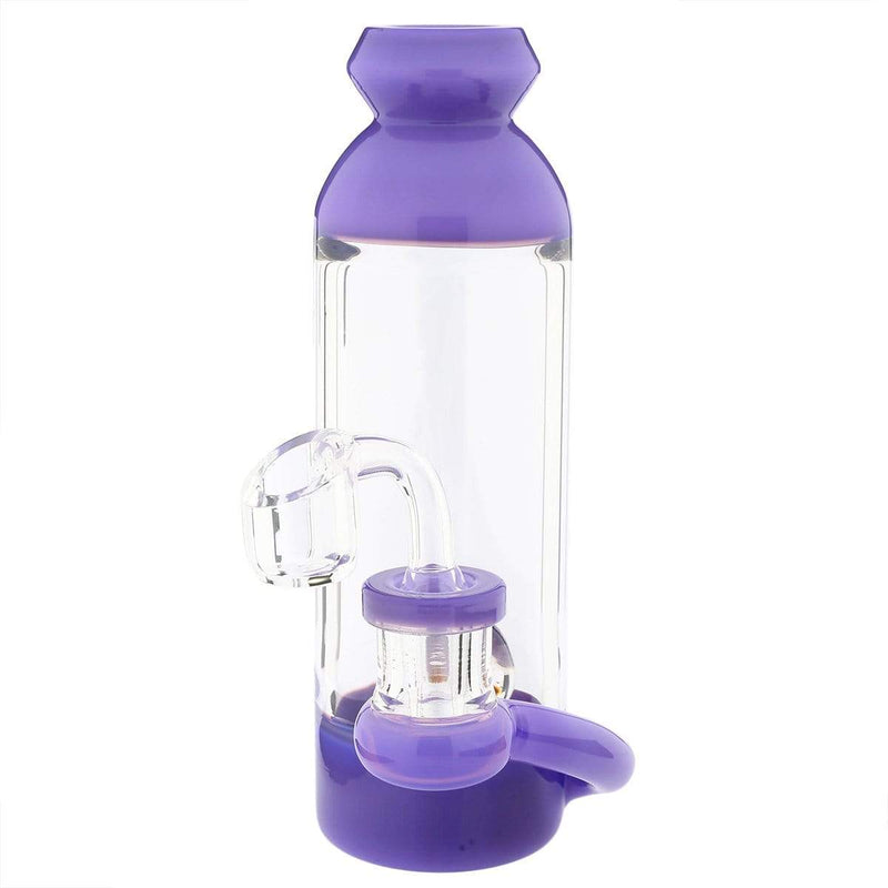 Biohazard Inc Glass Dab Rig Water Pipe 7" Bottle Rig Marble Showerhead Purple