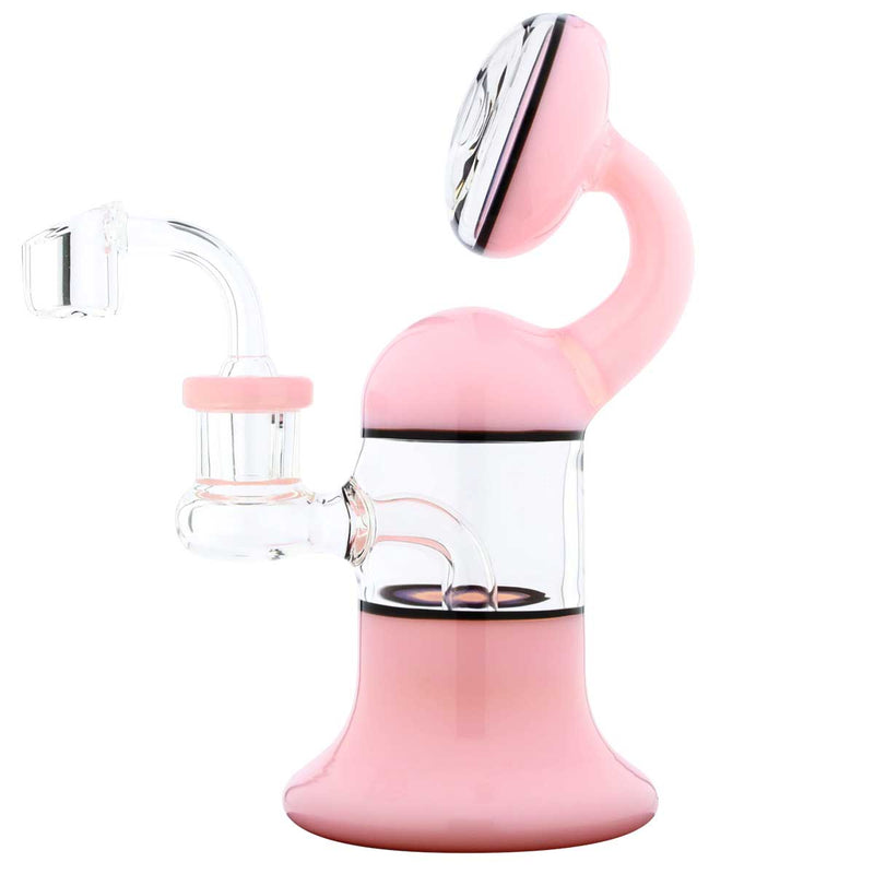 Biohazard Inc Glass Dab Rig Water Pipe 7" Rig Bent Neck Pink