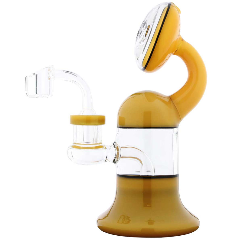 Biohazard Inc Glass Dab Rig Water Pipe 7" Rig Bent Neck Yellow Jade