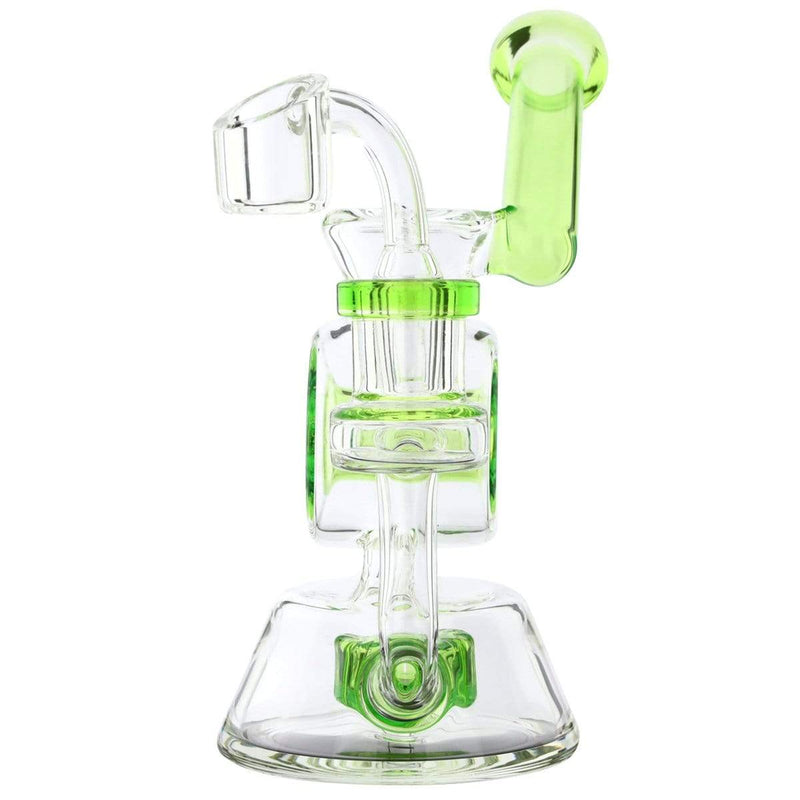 Biohazard Inc Glass Dab Rig Water Pipe 7" Rig Showerhead Circle Puck Sidecar Green