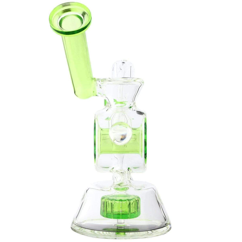 Biohazard Inc Glass Dab Rig Water Pipe 7" Rig Showerhead Circle Puck Sidecar Green