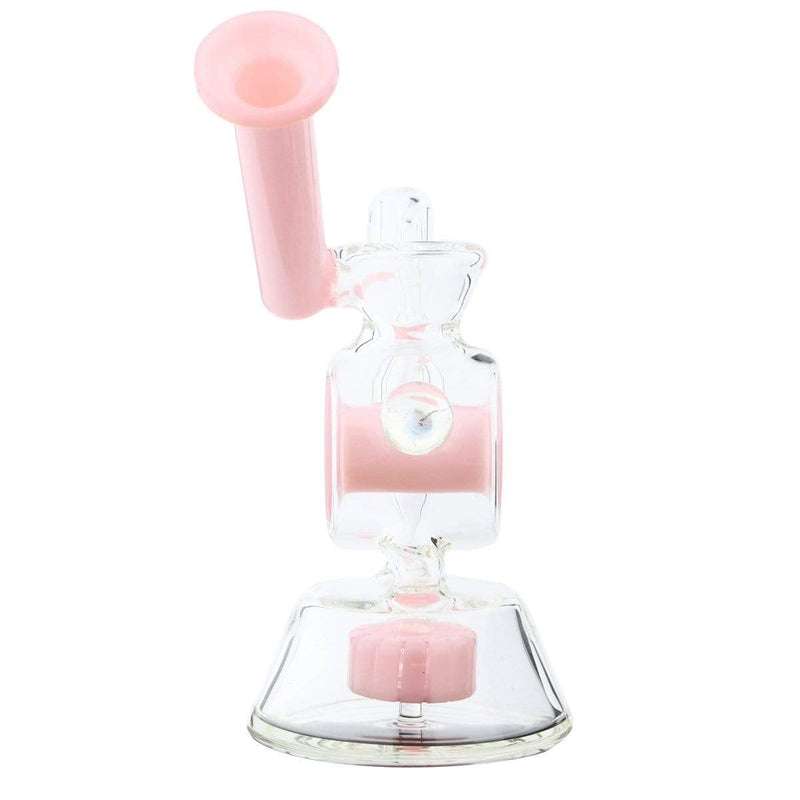 Biohazard Inc Glass Dab Rig Water Pipe 7" Rig Showerhead Circle Puck Sidecar Pink