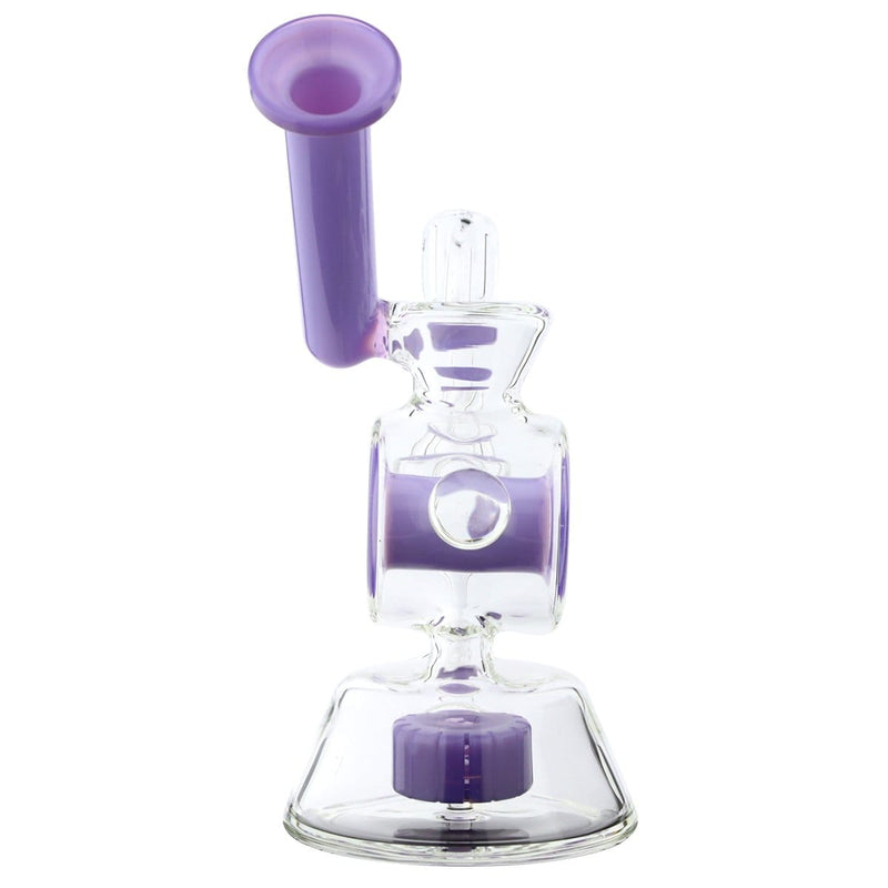 Biohazard Inc Glass Dab Rig Water Pipe 7" Rig Showerhead Circle Puck Sidecar Purple