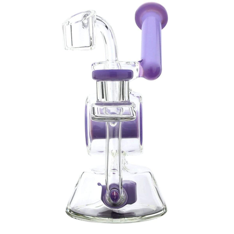 Biohazard Inc Glass Dab Rig Water Pipe 7" Rig Showerhead Circle Puck Sidecar Purple