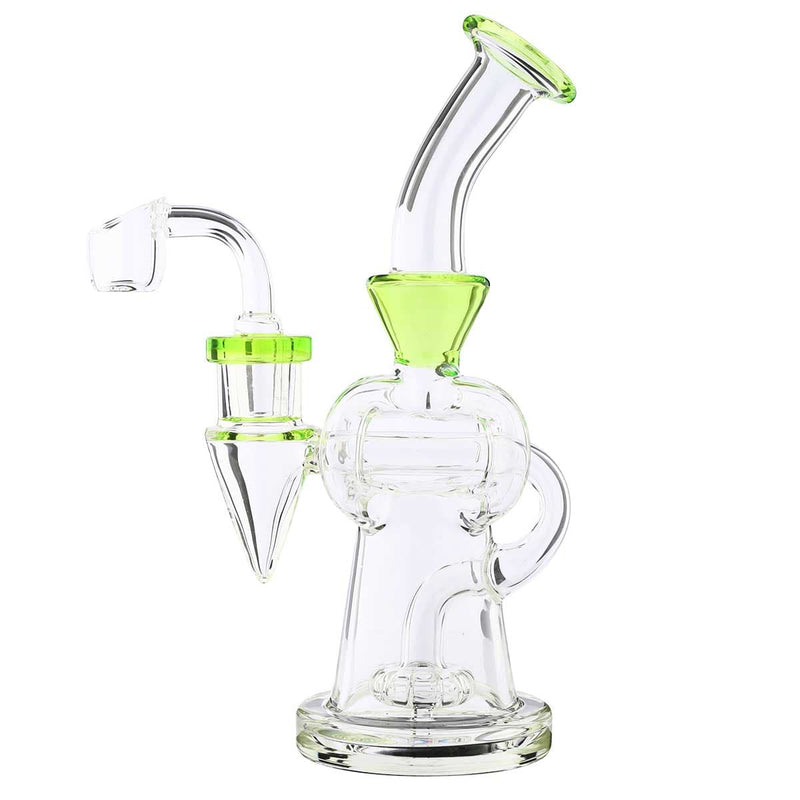 Biohazard Inc Glass Dab Rig Water Pipe 8" Pillars Showerhead Rig Green