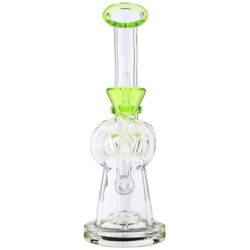 Biohazard Inc Glass Dab Rig Water Pipe 8" Pillars Showerhead Rig Green