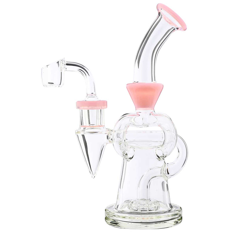 Biohazard Inc Glass Dab Rig Water Pipe 8" Pillars Showerhead Rig Pink