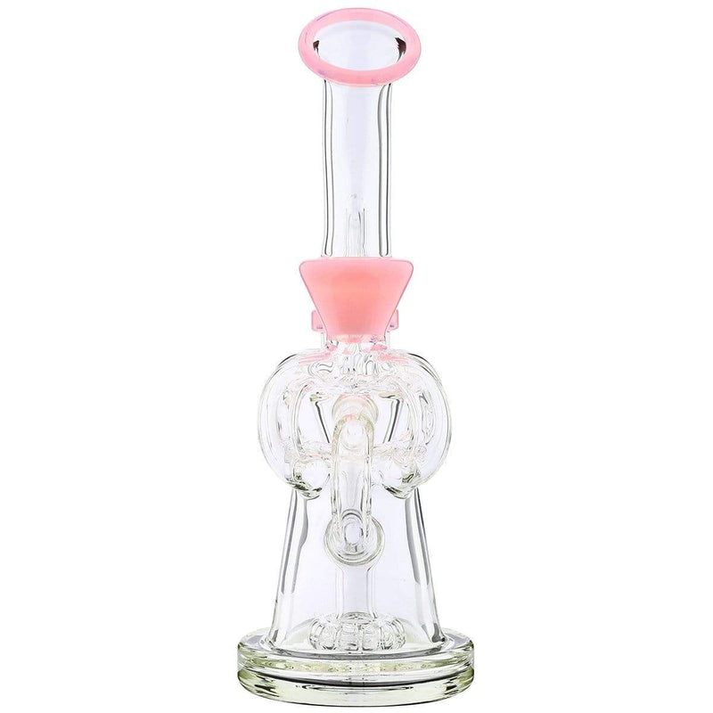 Biohazard Inc Glass Dab Rig Water Pipe 8" Pillars Showerhead Rig Pink