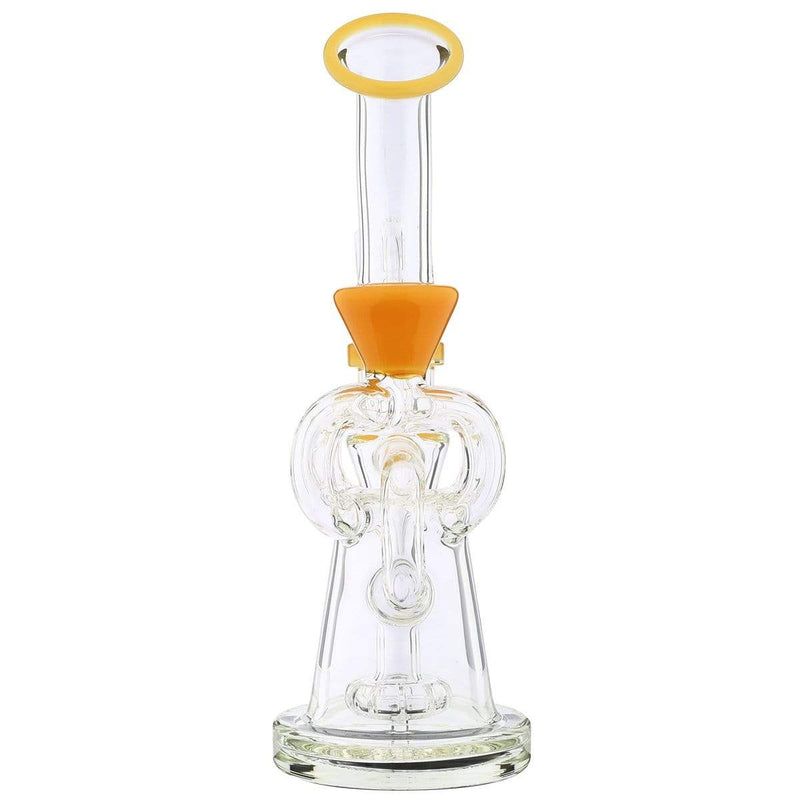 Biohazard Inc Glass Dab Rig Water Pipe 8" Pillars Showerhead Rig Yellow Jade