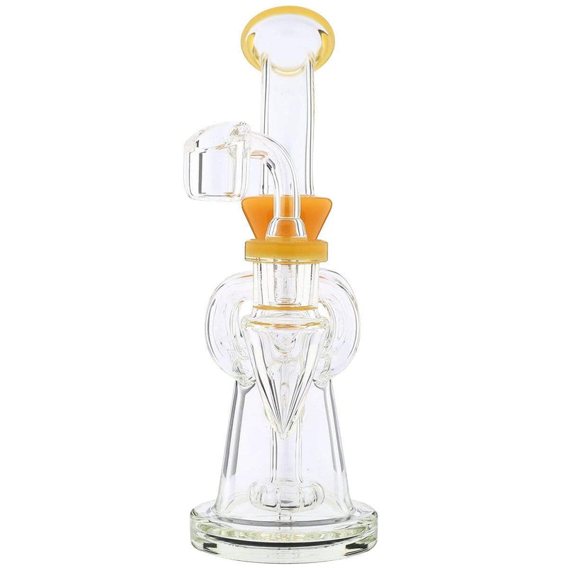 Biohazard Inc Glass Dab Rig Water Pipe 8" Pillars Showerhead Rig Yellow Jade