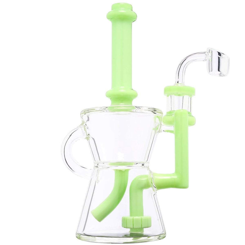 Biohazard Inc Glass Dab Rig Water Pipe 8" Recycler Hourglass Showerhead Rig Slyme