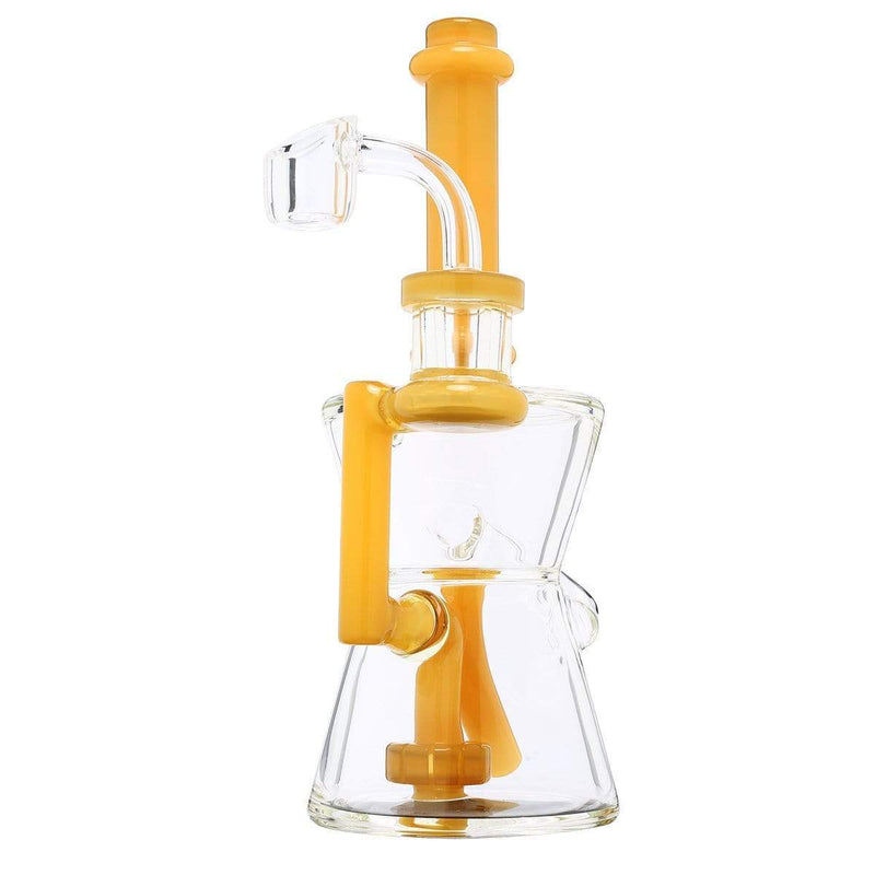 Biohazard Inc Glass Dab Rig Water Pipe 8" Recycler Hourglass Showerhead Rig Yellow Jade