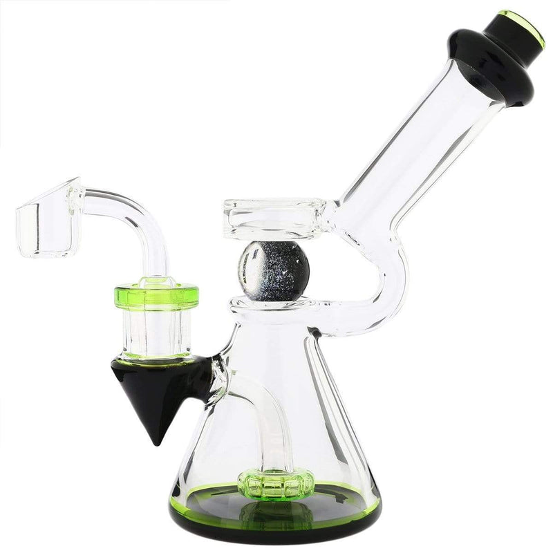 Biohazard Inc Glass Dab Rig Water Pipe 8" Showerhead Rig Dichro Marble Beaker Green