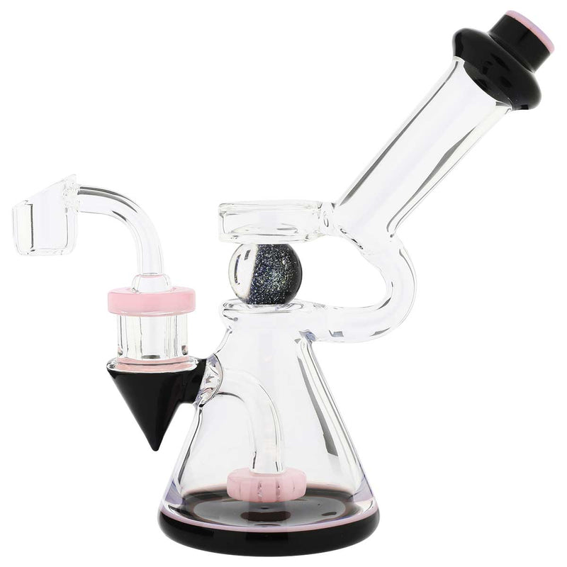 Biohazard Inc Glass Dab Rig Water Pipe 8" Showerhead Rig Dichro Marble Beaker Pink