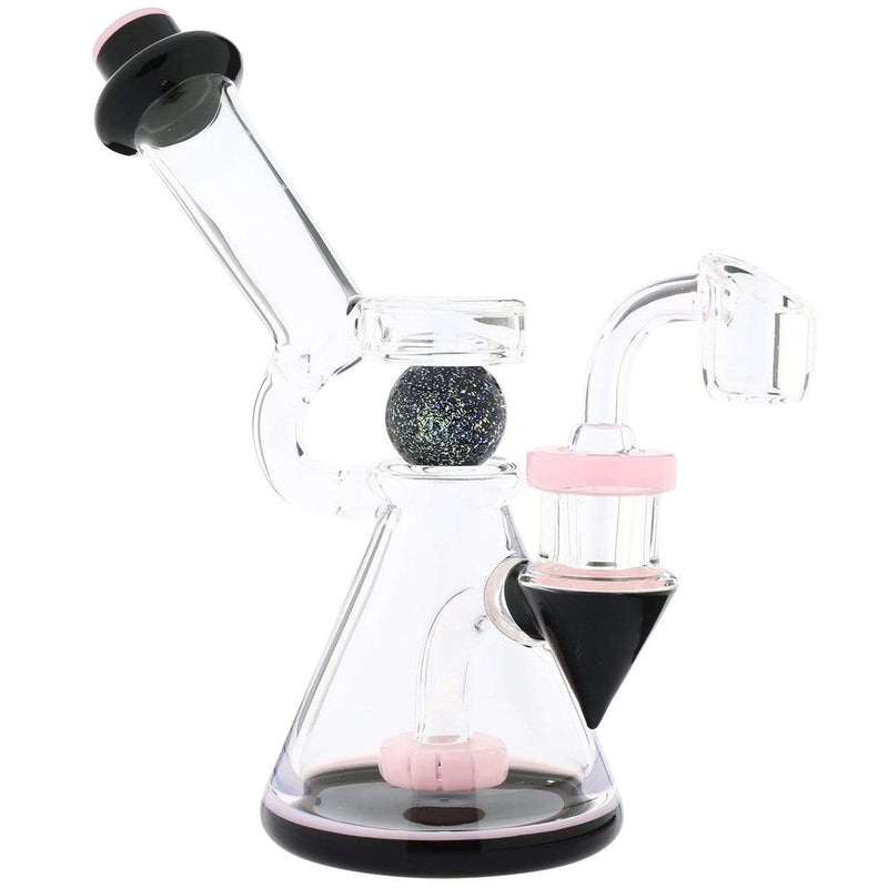 Biohazard Inc Glass Dab Rig Water Pipe 8" Showerhead Rig Dichro Marble Beaker Pink