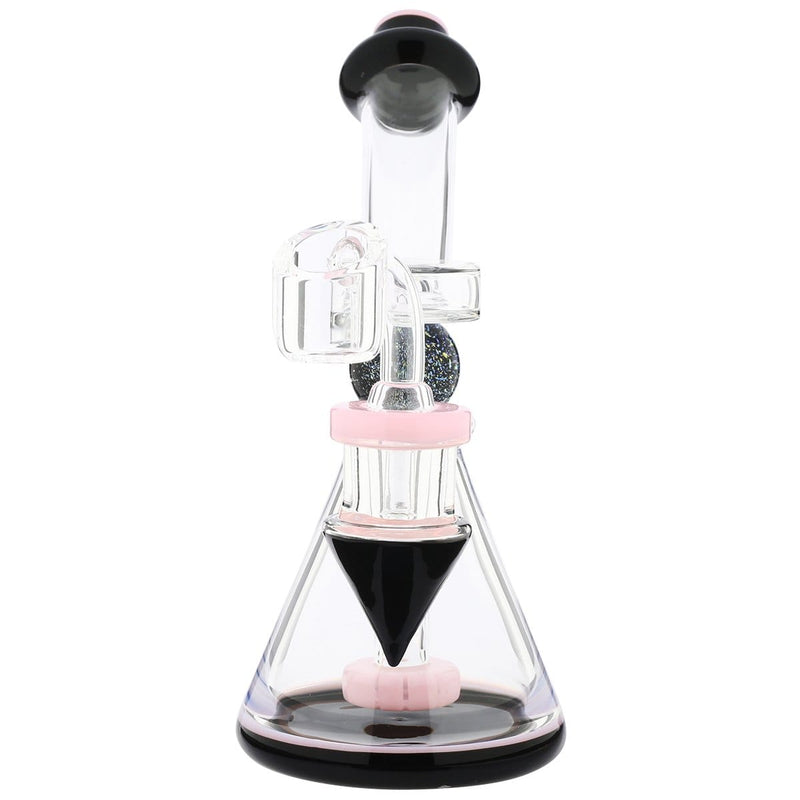 Biohazard Inc Glass Dab Rig Water Pipe 8" Showerhead Rig Dichro Marble Beaker Pink