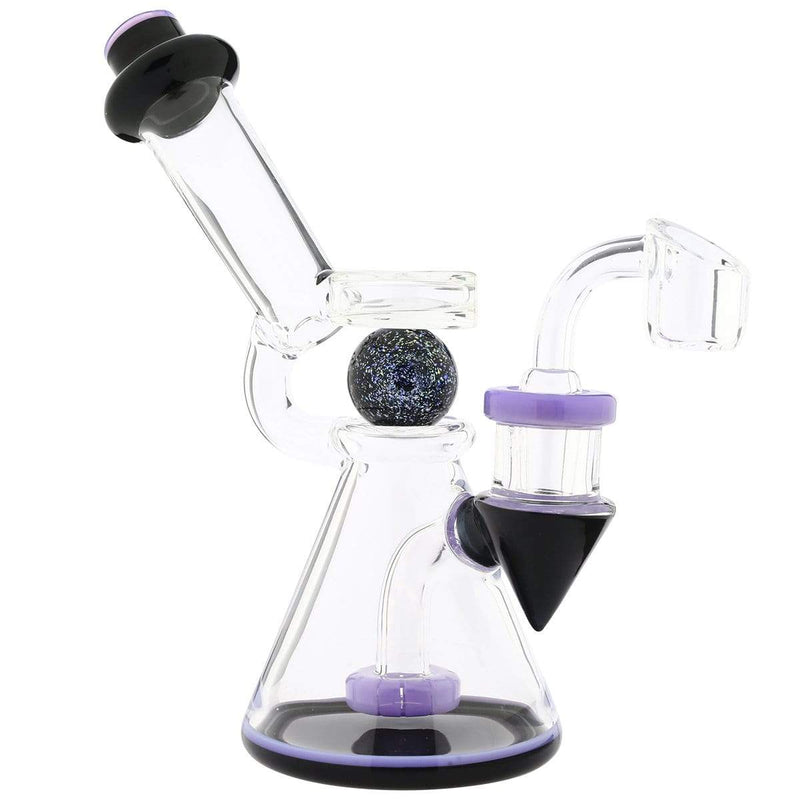 Biohazard Inc Glass Dab Rig Water Pipe 8" Showerhead Rig Dichro Marble Beaker Purple