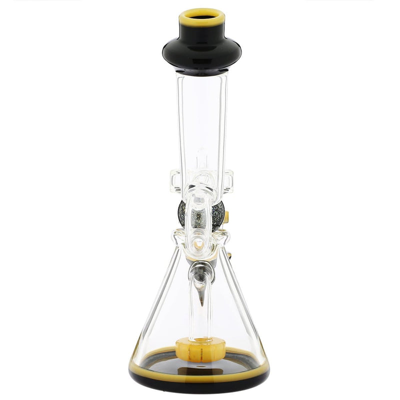 Biohazard Inc Glass Dab Rig Water Pipe 8" Showerhead Rig Dichro Marble Beaker Yellow Jade