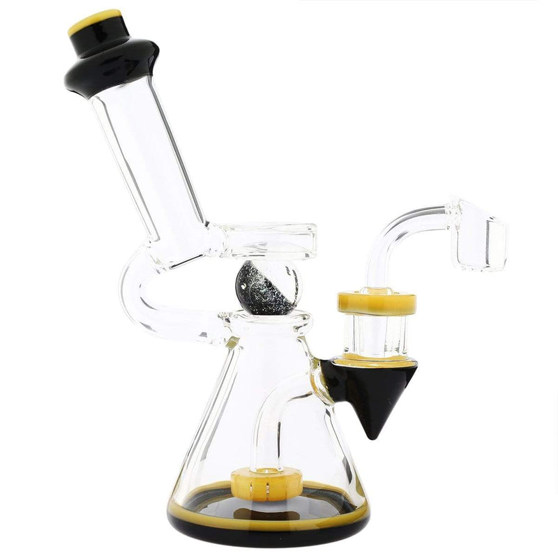 Biohazard Inc Glass Dab Rig Water Pipe 8" Showerhead Rig Dichro Marble Beaker Yellow Jade