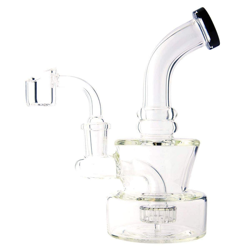 Biohazard Inc Glass Dab Rig Waterpipe 6" Rig Showerhead Perc + Banger - Black