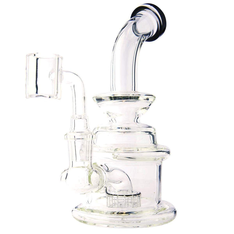 Biohazard Inc Glass Dab Rig Waterpipe 6" Rig Showerhead Perc + Banger - Black