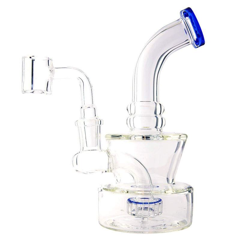 Biohazard Inc Glass Dab Rig Waterpipe 6" Rig Showerhead Perc + Banger - Blue