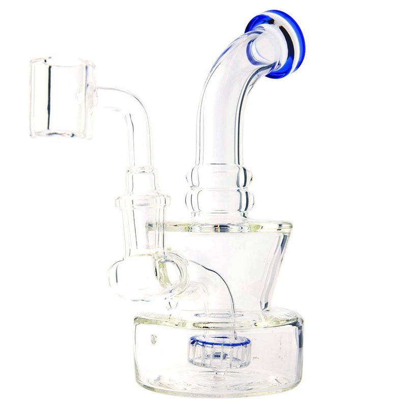 Biohazard Inc Glass Dab Rig Waterpipe 6" Rig Showerhead Perc + Banger - Blue