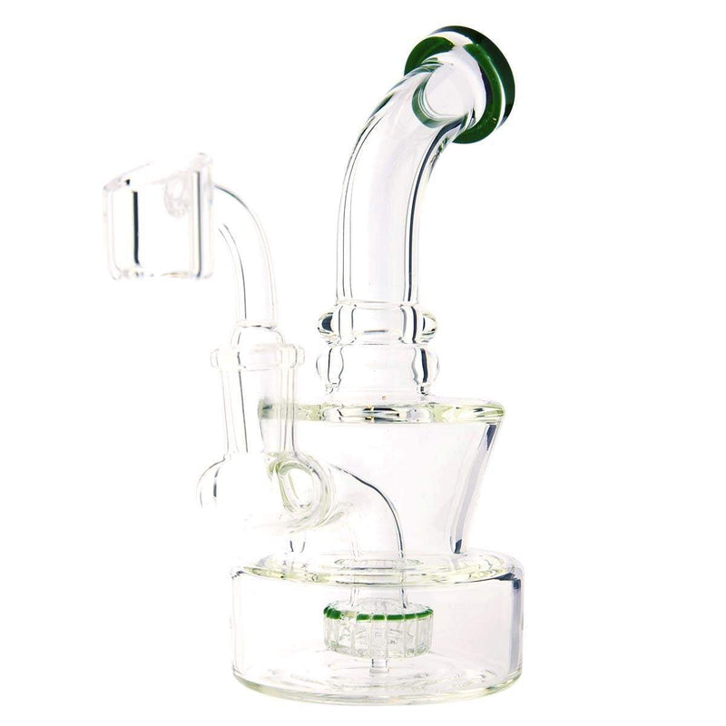 Biohazard Inc Glass Dab Rig Waterpipe 6" Rig Showerhead Perc + Banger - Green