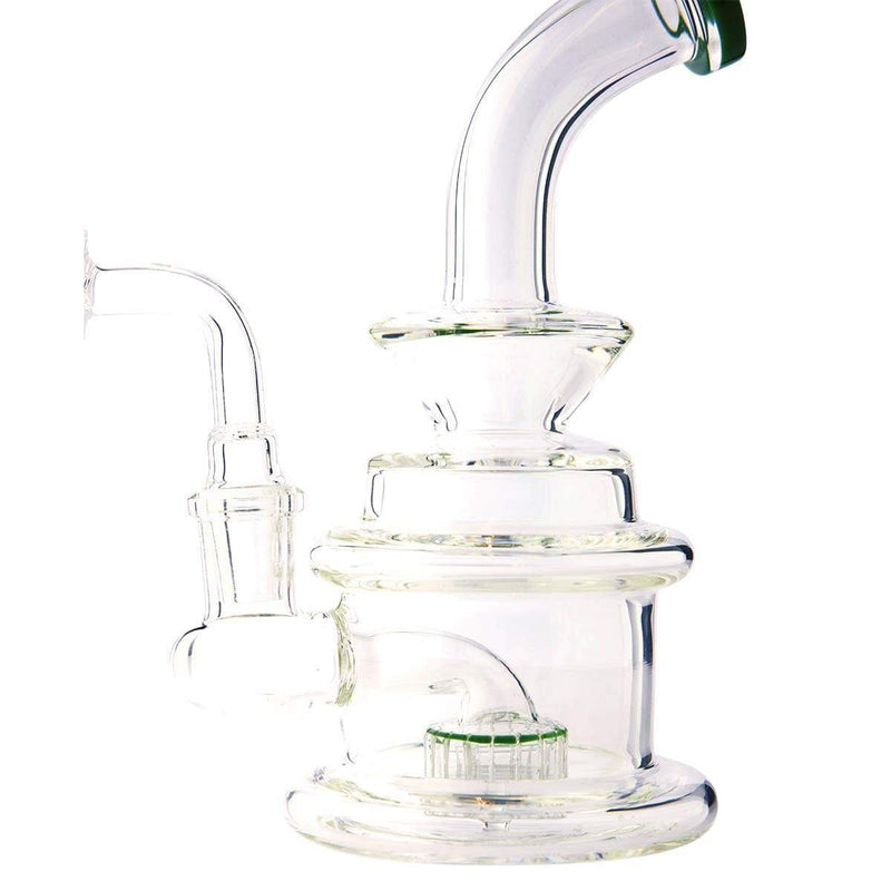 Biohazard Inc Glass Dab Rig Waterpipe 6" Rig Showerhead Perc + Banger - Green