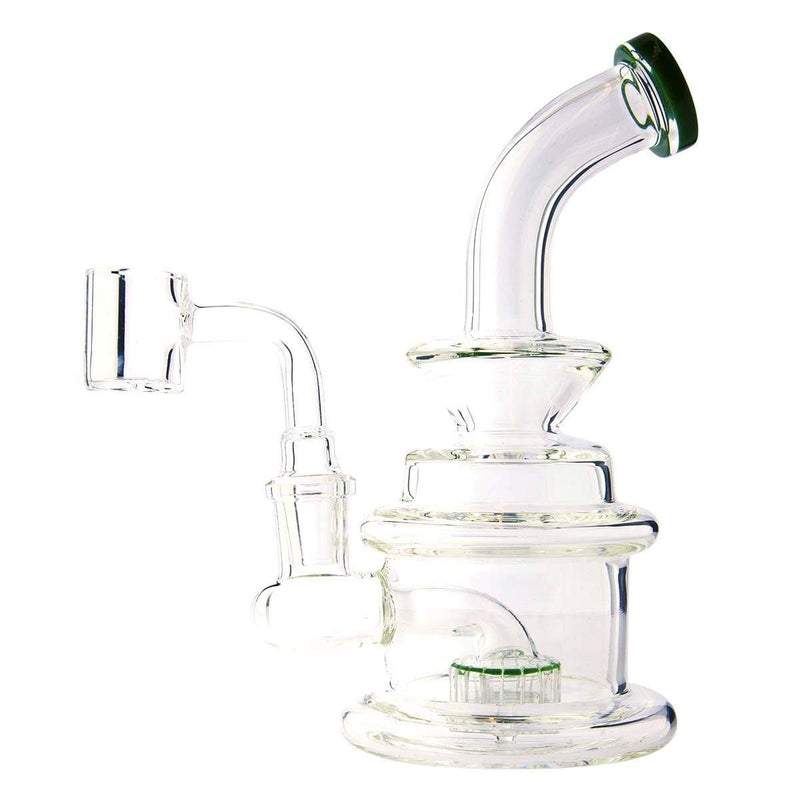 Biohazard Inc Glass Dab Rig Waterpipe 6" Rig Showerhead Perc + Banger - Green