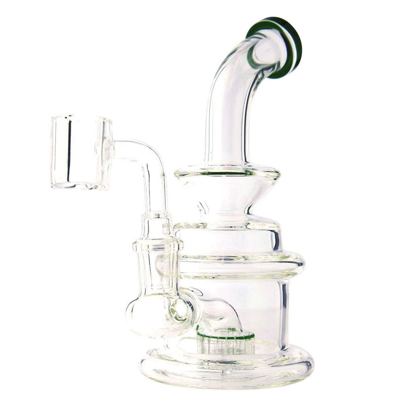 Biohazard Inc Glass Dab Rig Waterpipe 6" Rig Showerhead Perc + Banger - Green