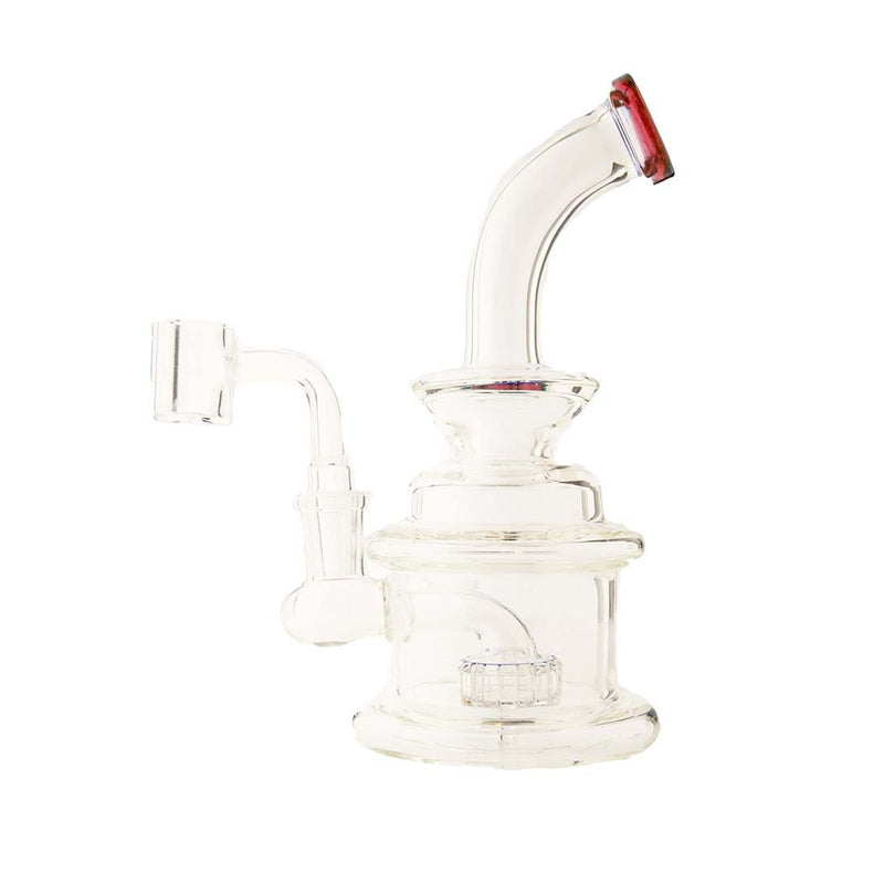 Biohazard Inc Glass Dab Rig Waterpipe 6" Rig Showerhead Perc + Banger - Red