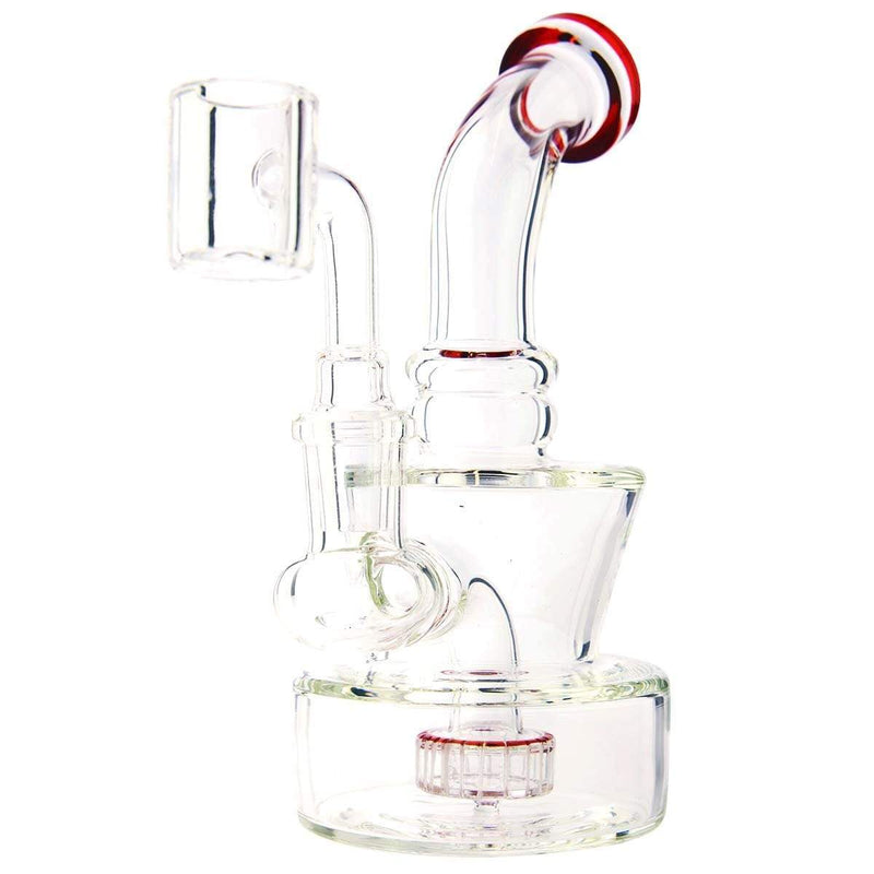 Biohazard Inc Glass Dab Rig Waterpipe 6" Rig Showerhead Perc + Banger -Red