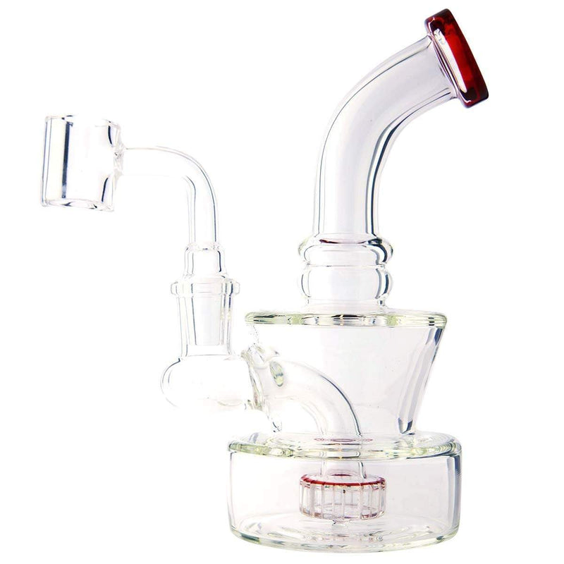 Biohazard Inc Glass Dab Rig Waterpipe 6" Rig Showerhead Perc + Banger -Red