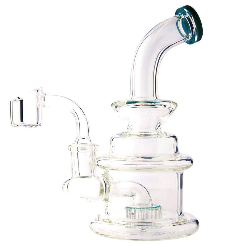 Biohazard Inc Glass Dab Rig Waterpipe 6" Rig Showerhead Perc + Banger - Teal