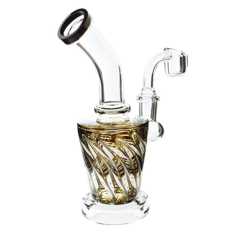 Biohazard Inc Glass Dab Rig Waterpipe 6" with Rake Art and Base Banger Hanger + Bowl - Black