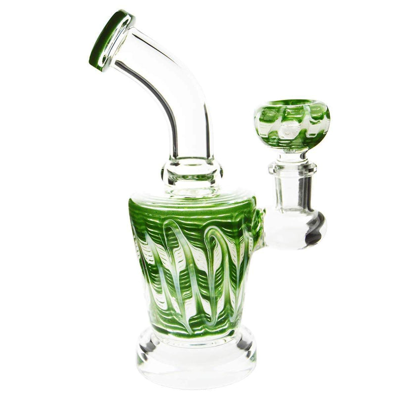 Biohazard Inc Glass Dab Rig Waterpipe 6" with Rake Art and Base Banger Hanger + Bowl - Green