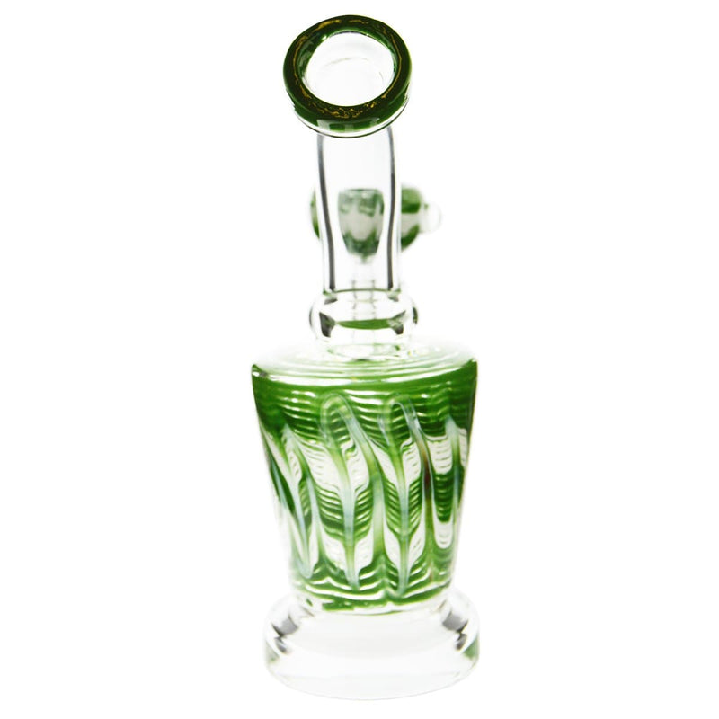 Biohazard Inc Glass Dab Rig Waterpipe 6" with Rake Art and Base Banger Hanger + Bowl - Green