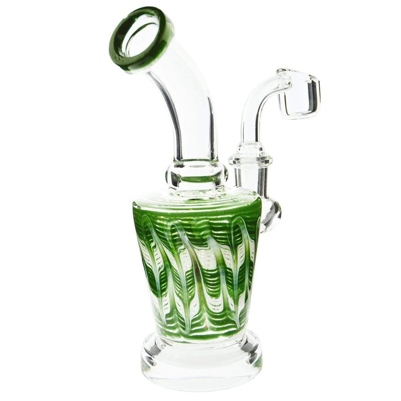 Biohazard Inc Glass Dab Rig Waterpipe 6" with Rake Art and Base Banger Hanger + Bowl - Green