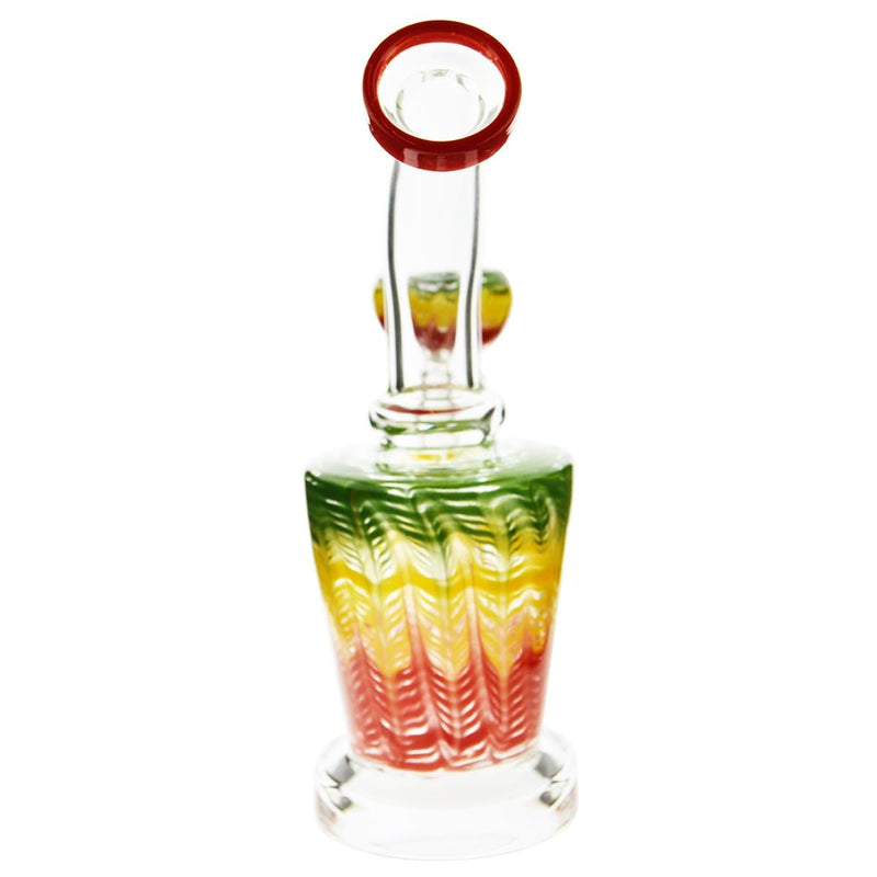 Biohazard Inc Glass Dab Rig Waterpipe 6" with Rake Art and Base Banger Hanger + Bowl - Rasta